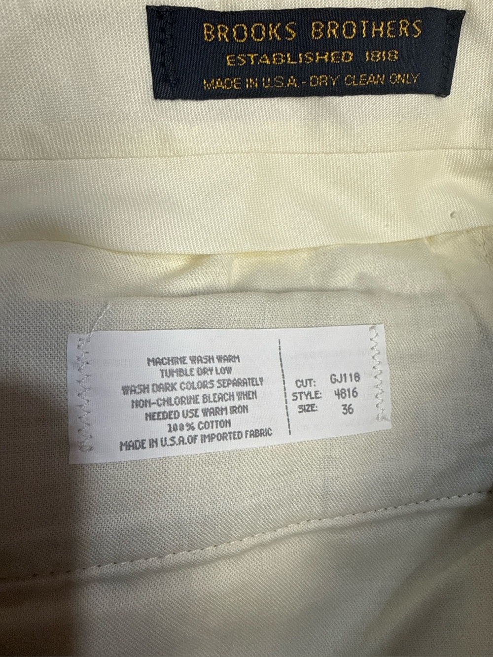 Brooks Brothers Men’s Corduroy Pants Size 36 Camel Tan Pleated Cuffed 100% Cotto - Picture 5 of 6